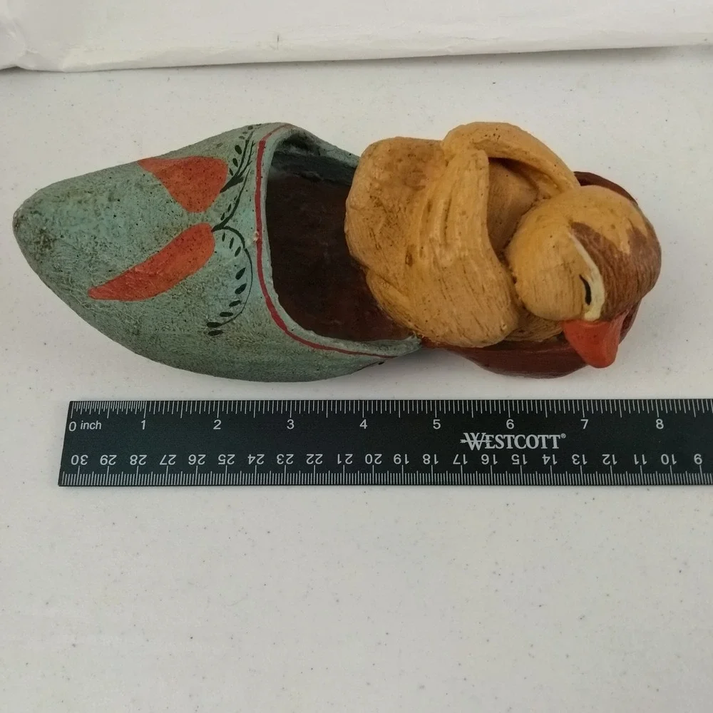 Vintage 1990s Rare House Of Hatten Resin Duck On Clog Spring Decor Folk Art